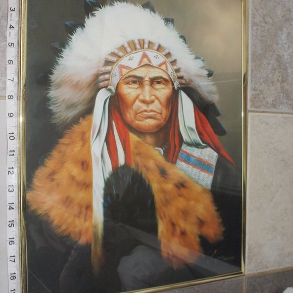 Other - Vintage Indian Chief in gold metal frame